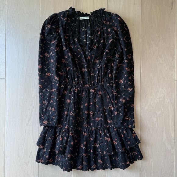 Ulla Johnson Josette Dress Women's 0 Black Floral Glam Boho - Picture 2 of 9